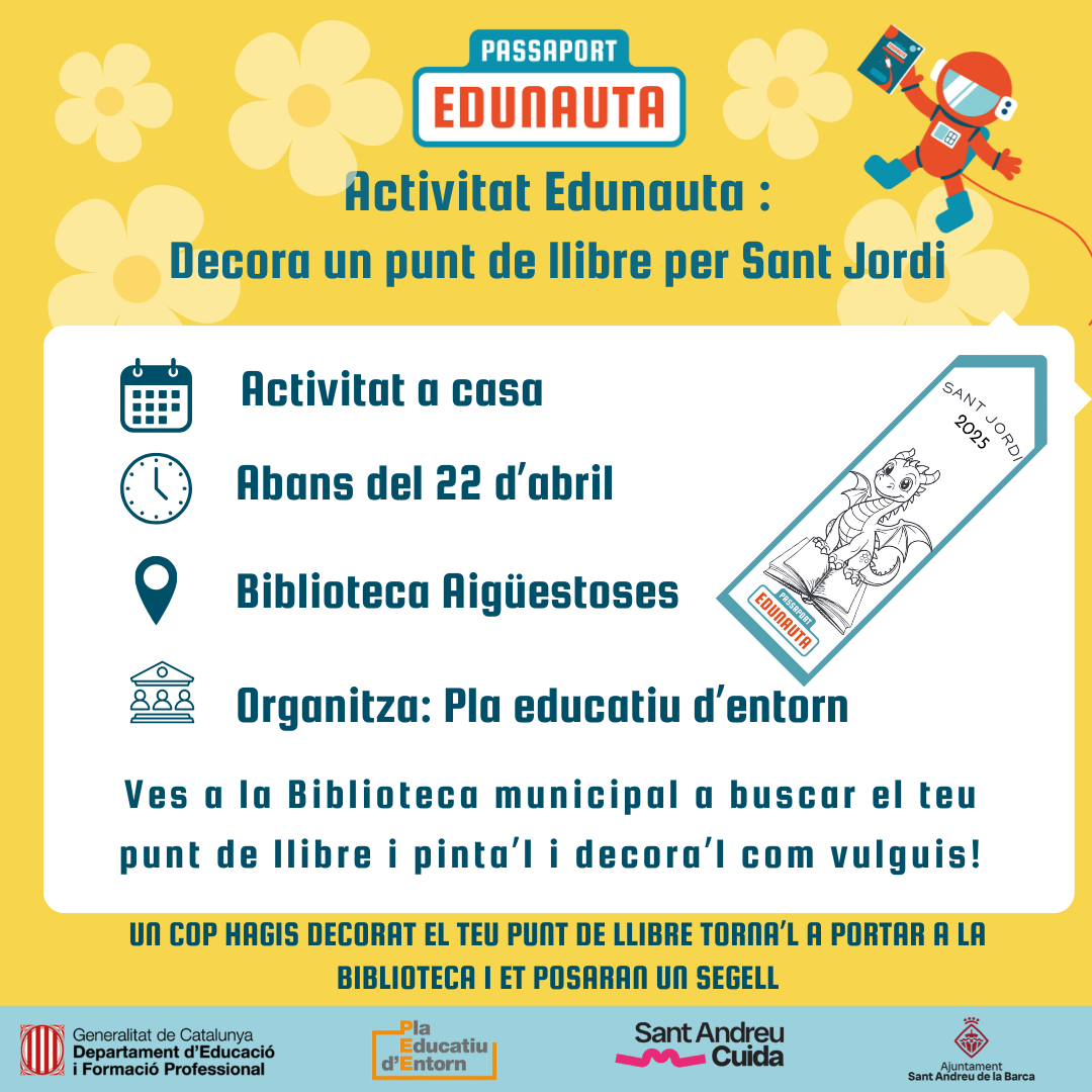 Activitat Edunauta : Decora Un Punt de Llibre per Sant Jordi